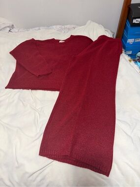 State of Day Women's Burgundy Knit Sweater Set 2 Piece Cozy Size L